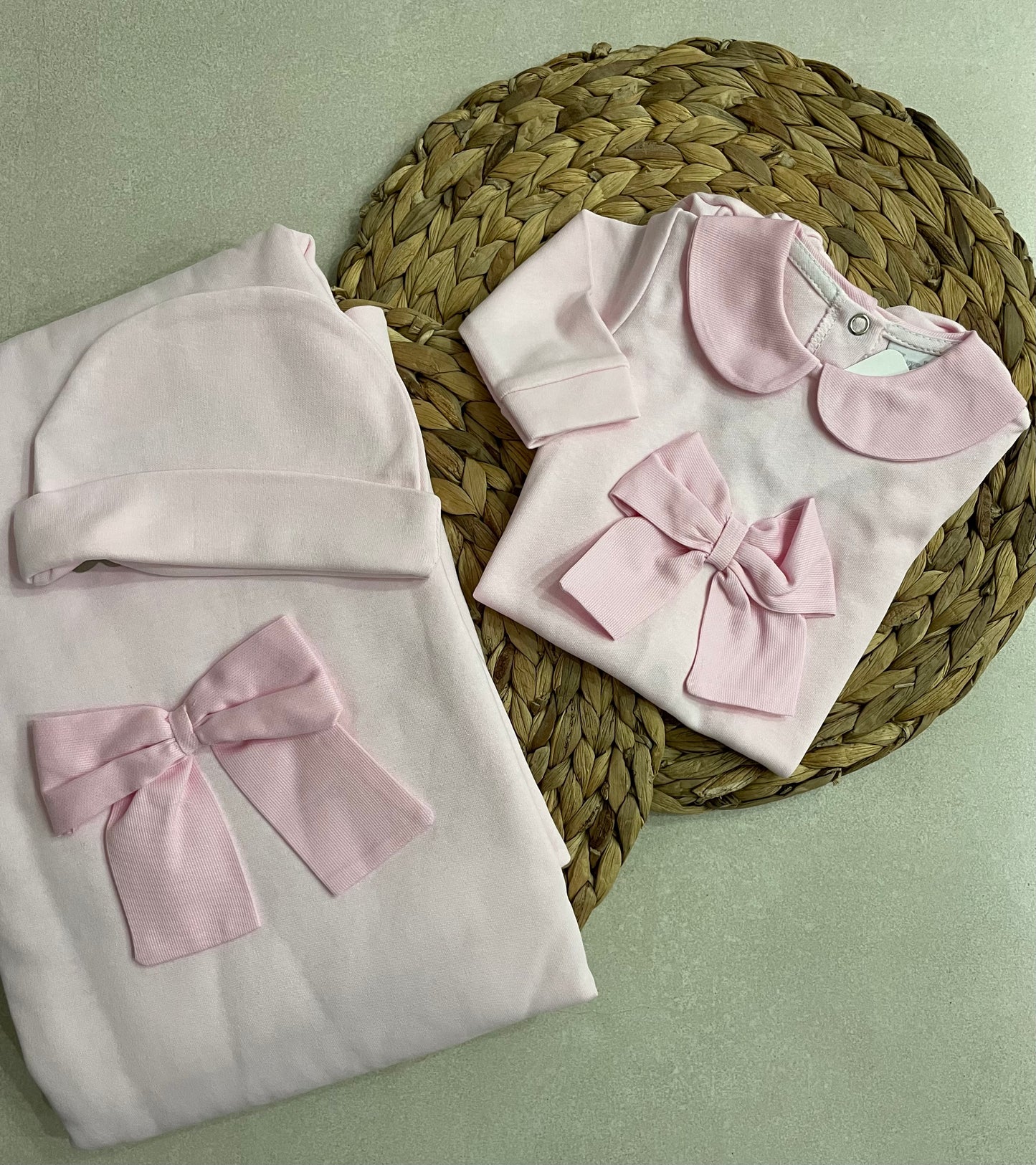 Set fiocco rosa in caldo cotone