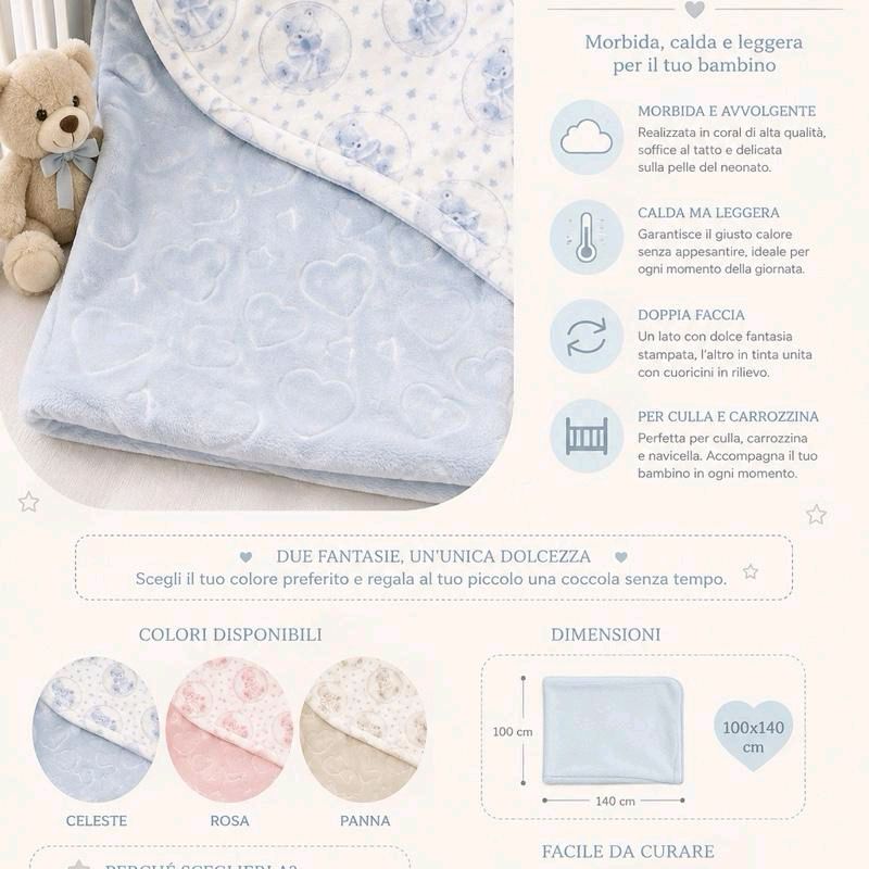 Coperte in Coral calde leggere in Double face