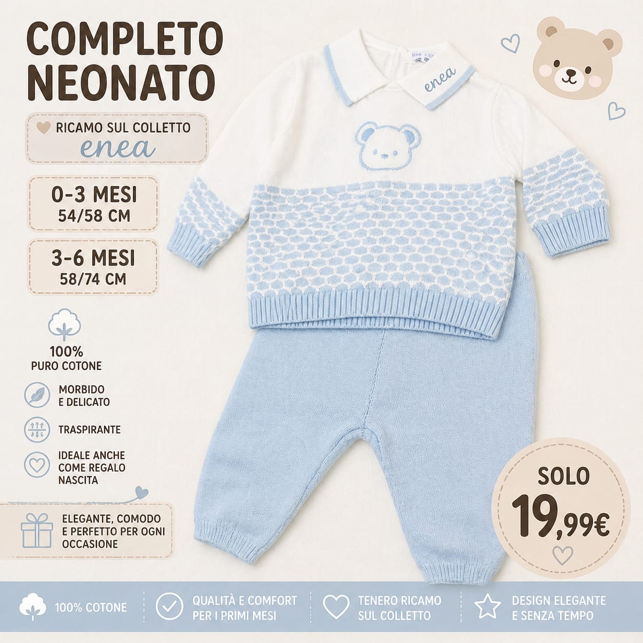 Completi in puro cotone adatti maggio fine settembre fine ottobre