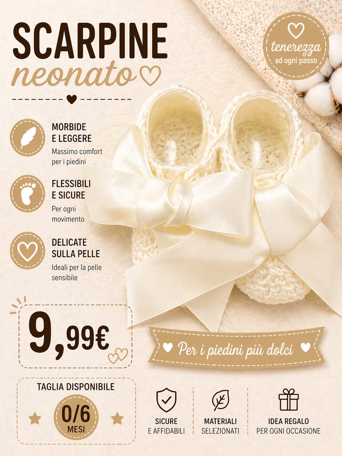 Scarpine fatte a mano in filo di cotone