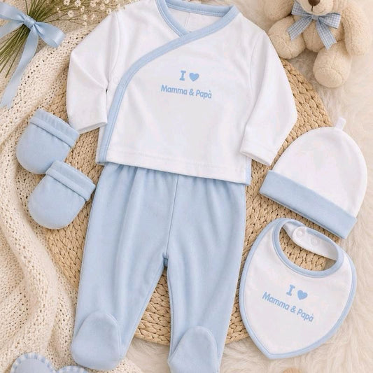 Set caldo cotone nascita 5 pezzi