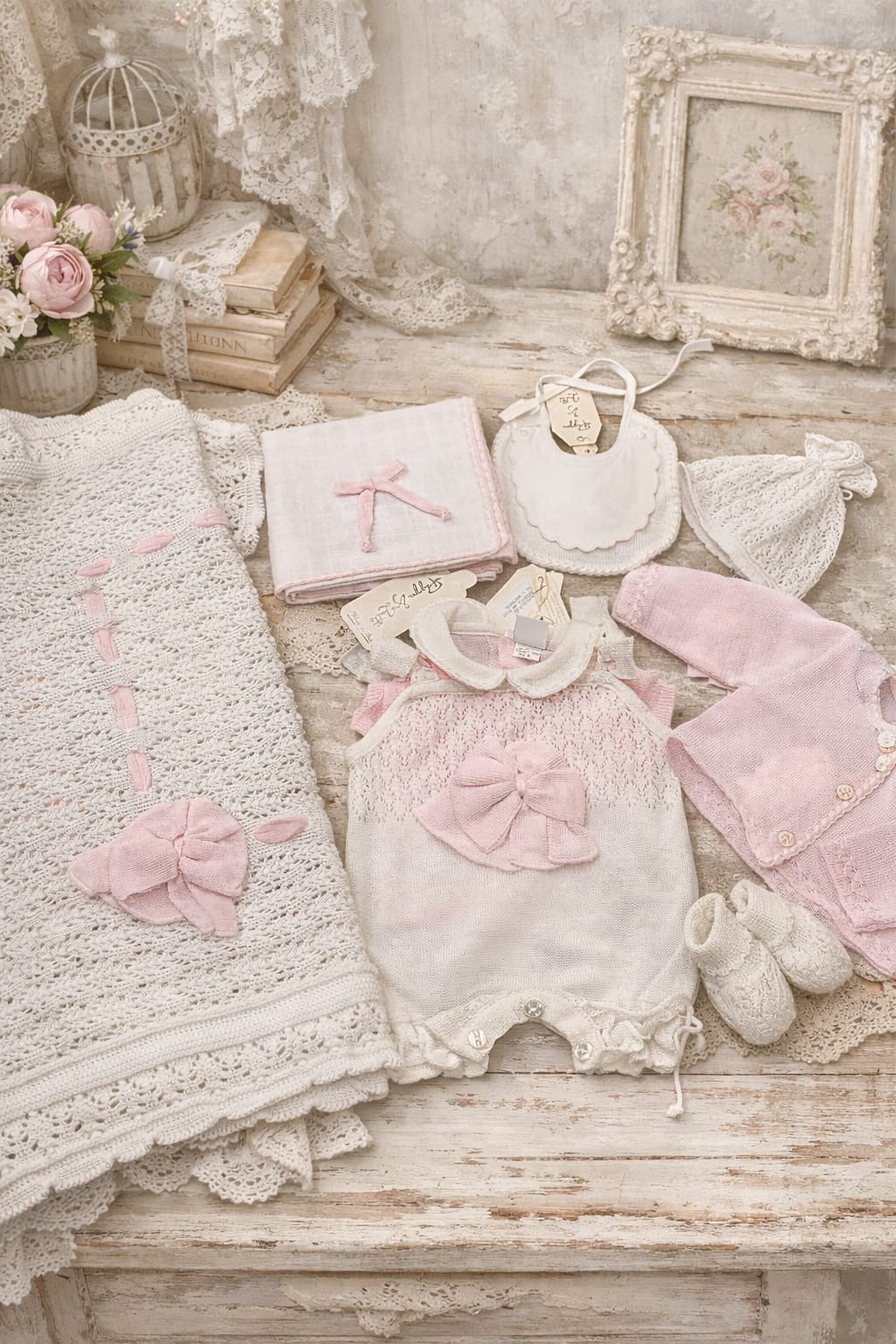 Uscita clinica pappa e latte bianca e rosa con traforo estiva