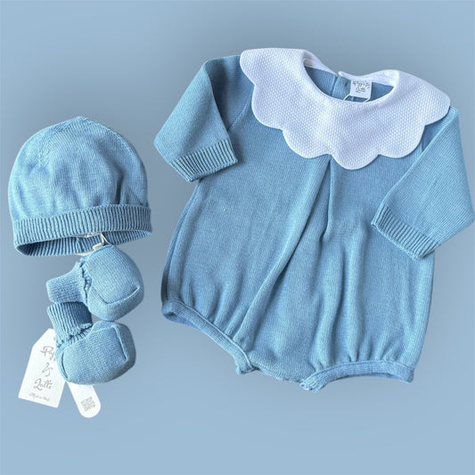 Pagliaccetto pappa e latte+cappello+ scarpine misto lana