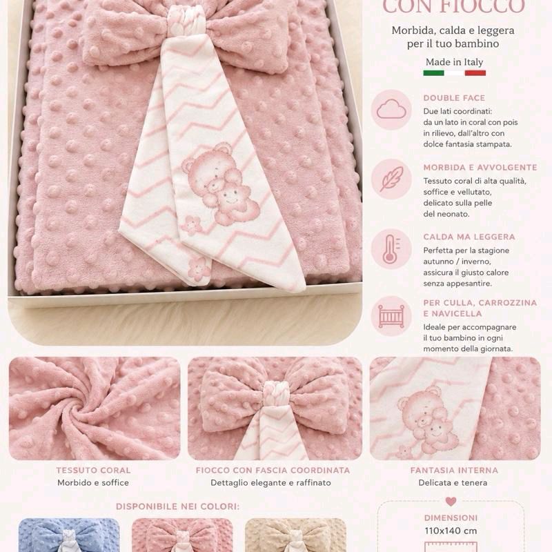 Copertina in Double face in Coral 110x140