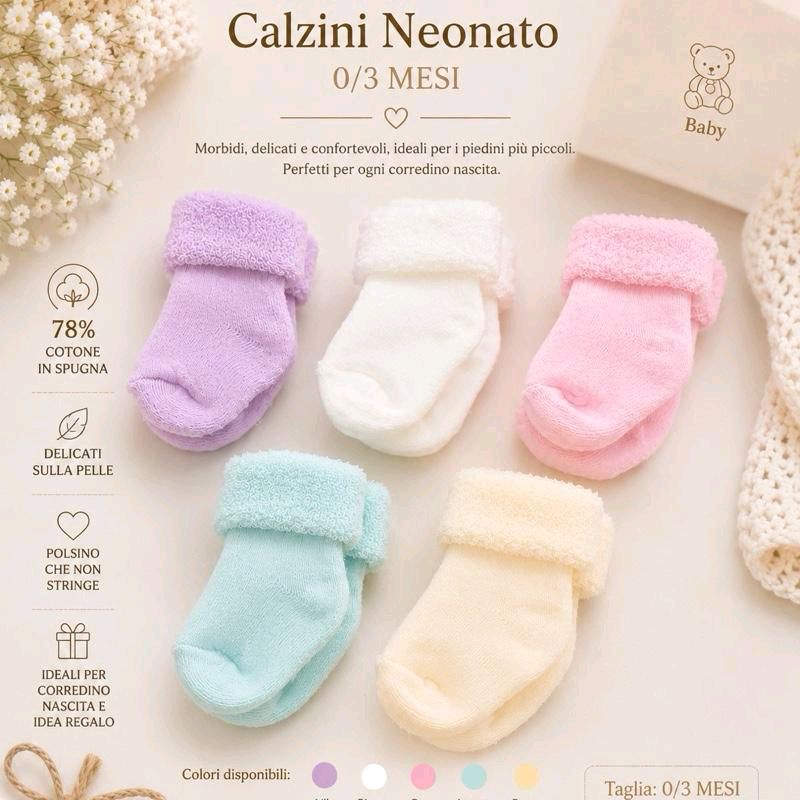 Calzini di neonati in cotone spugnoso cañdi