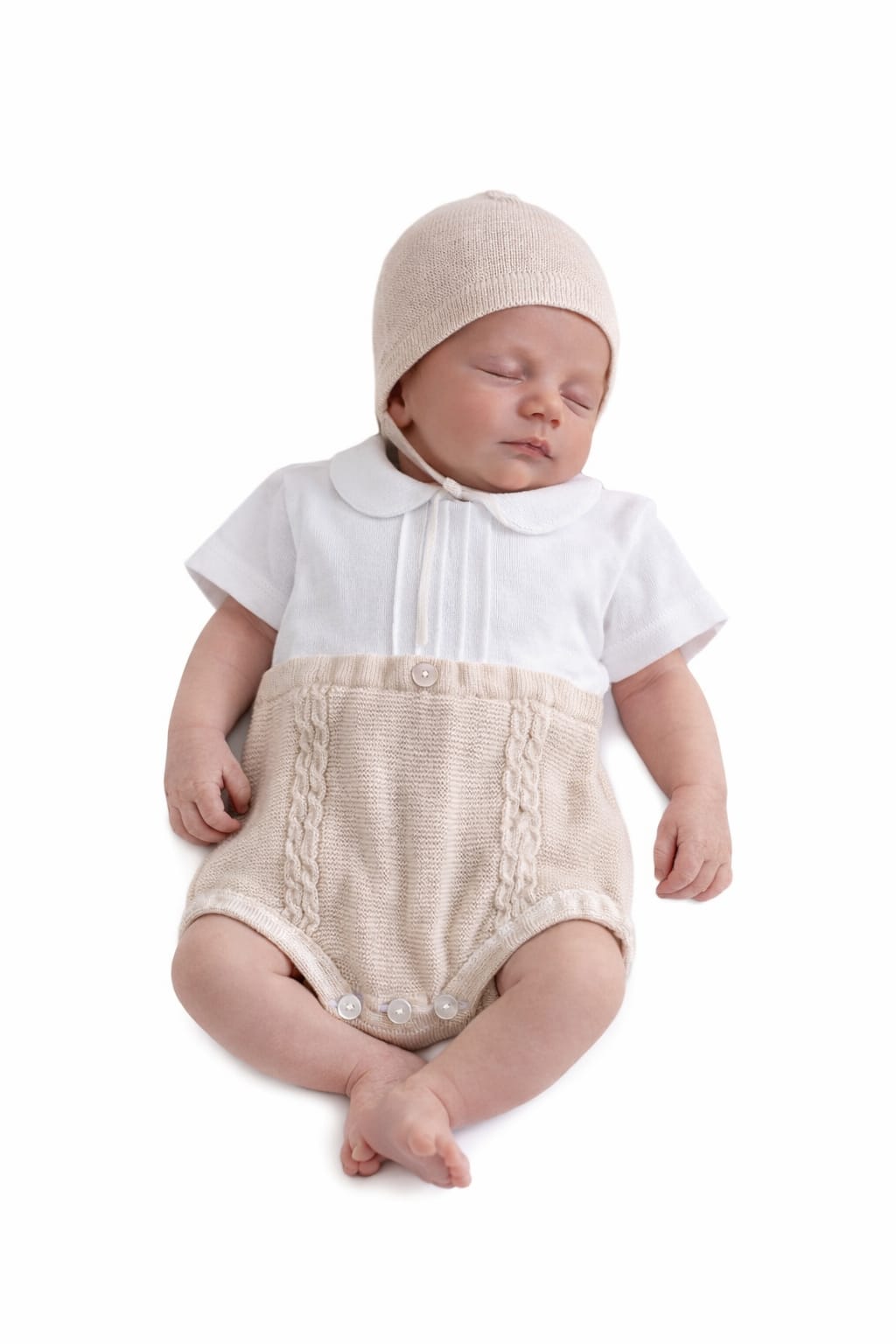 Set pappa e latte in filo di cotone bianco e crema