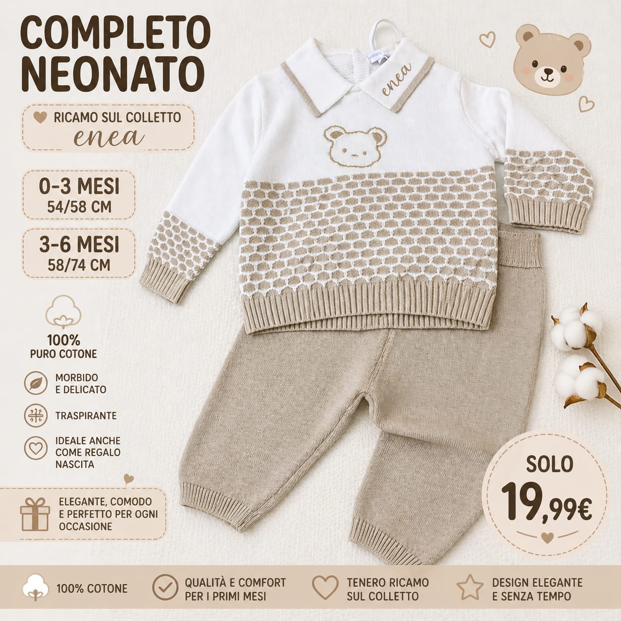 Completi in puro cotone adatti maggio fine settembre fine ottobre