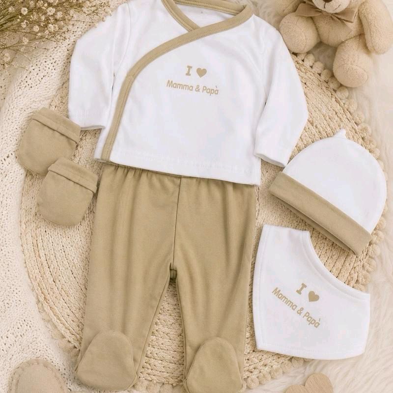 Set caldo cotone nascita 5 pezzi