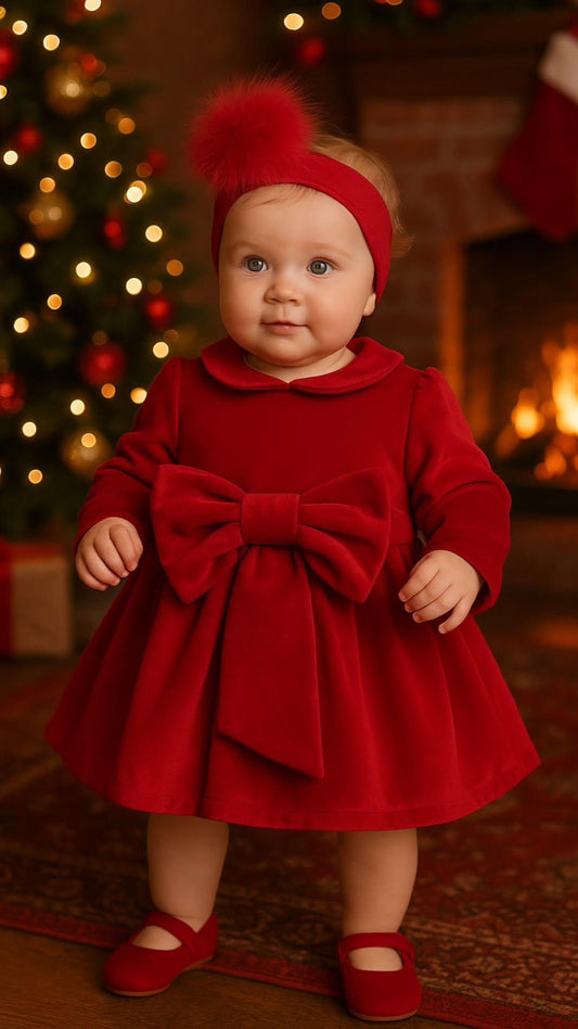 Vestito fiocco velluto Pappa e Latte