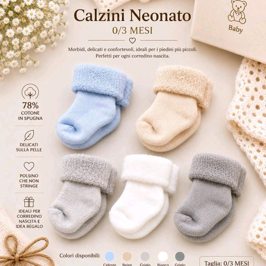 Calzini di neonati in cotone spugnoso cañdi