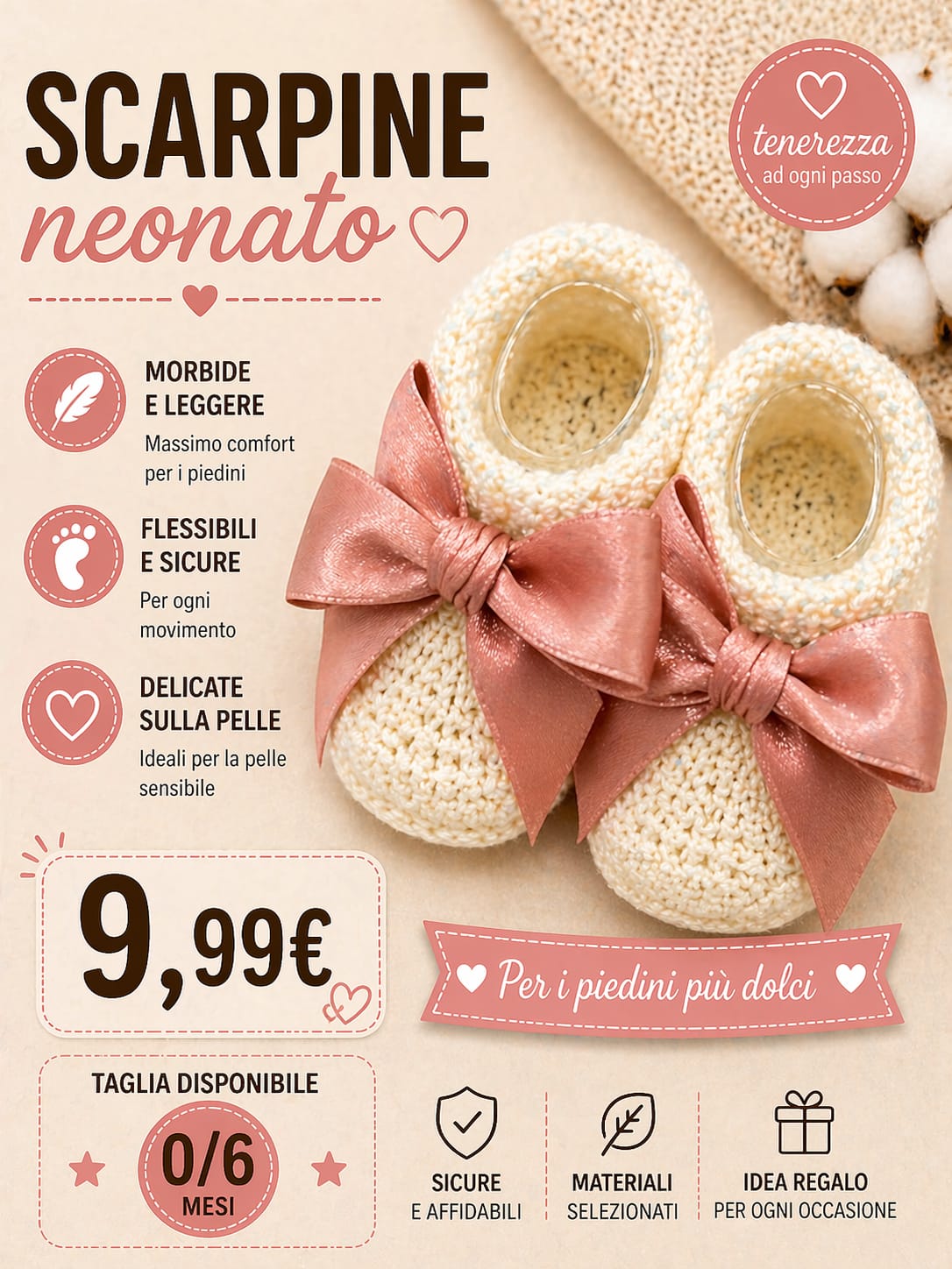 Scarpine fatte a mano in filo di cotone